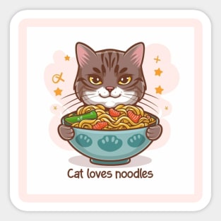 Cat loves noodles Sticker